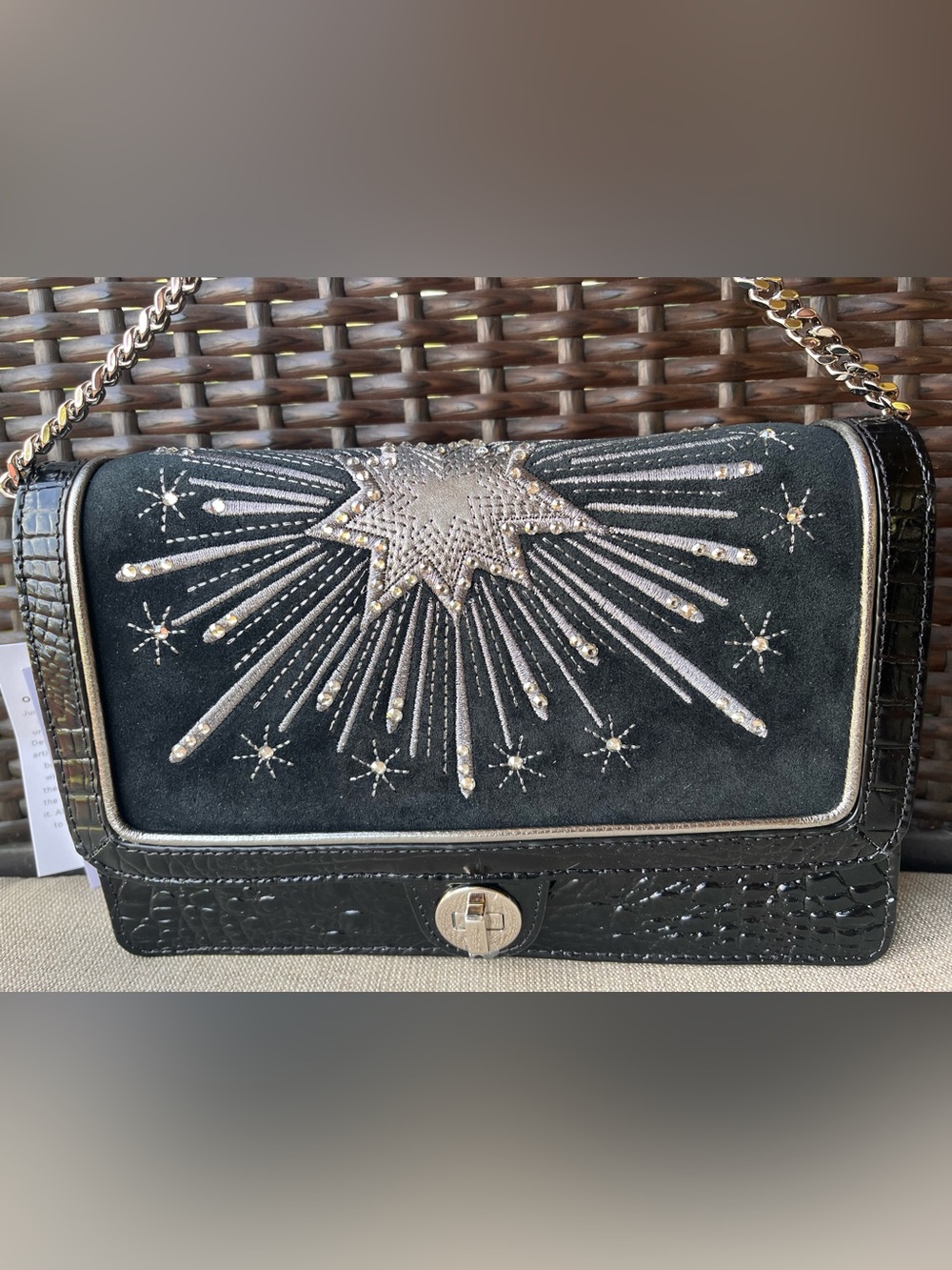 NWT Brahmin WENDY in BLACK REVEL with SILVER TONE HARDWARE Clutch/ Crossbody Bag